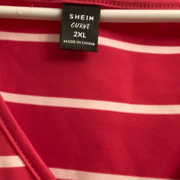 NWT Shein Pink & White Striped Short Sleeve Tee Dress - Picture 5 of 5
